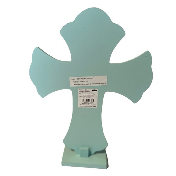 Faith cross sign pink/light blue new with tags approximately 8 in W 11 in L - Picture 2 of 4